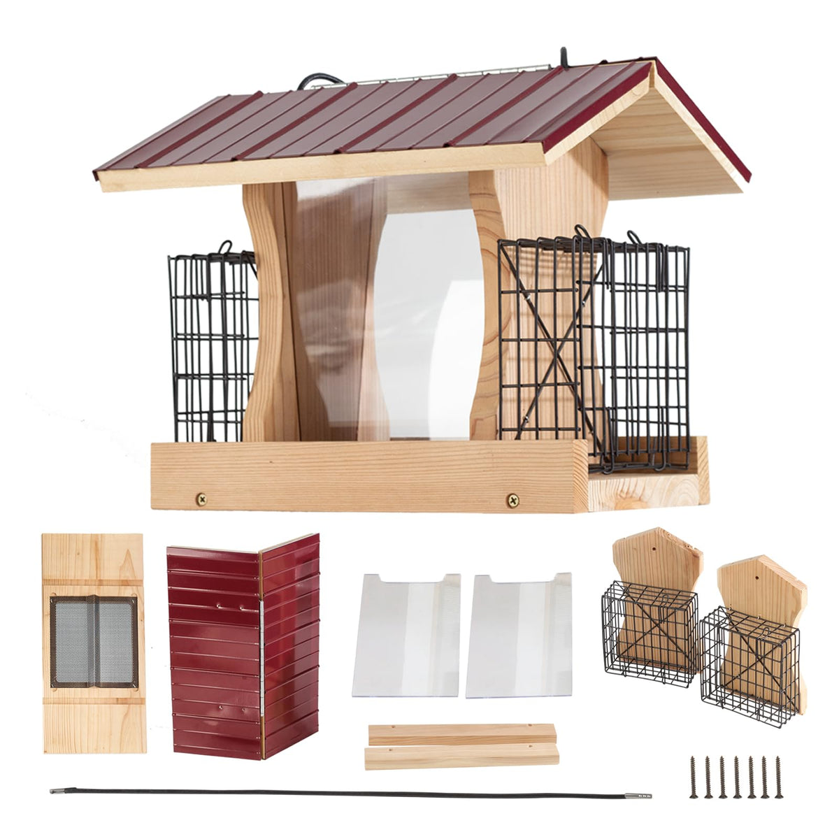 CEDAR ALPHA XL hopper feeder outdoors shows durable cedar for long lasting use.