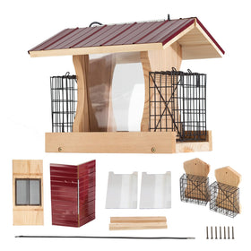 CEDAR ALPHA XL hopper feeder outdoors shows durable cedar for long lasting use.