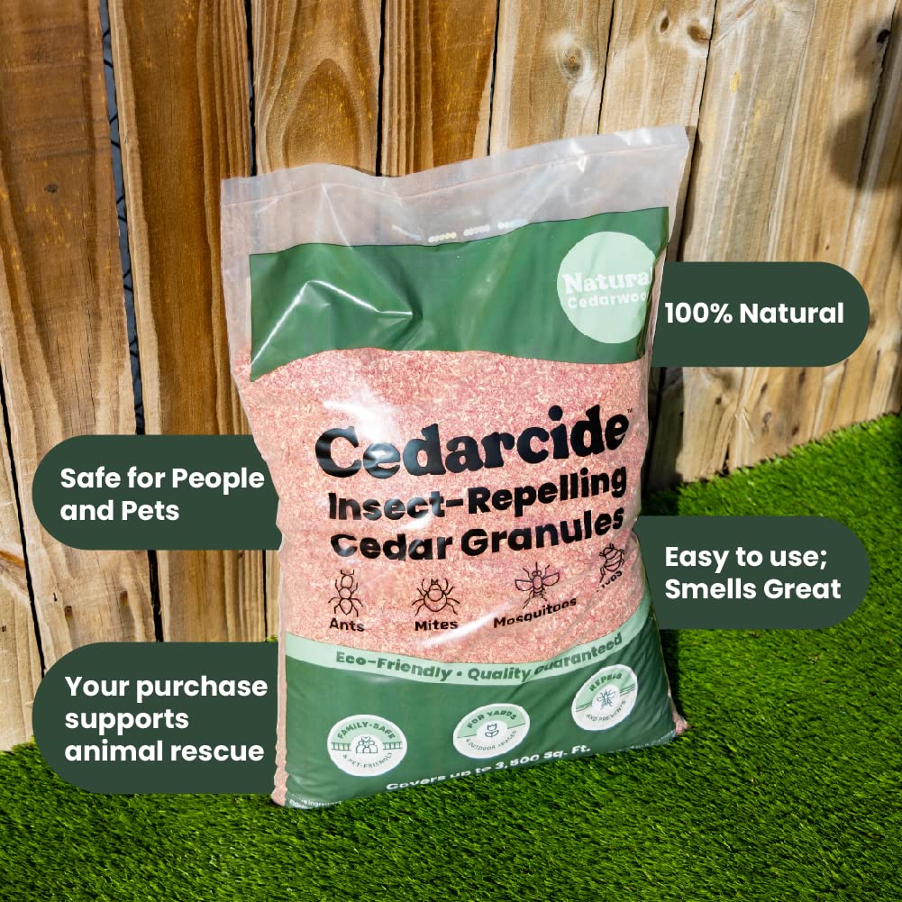 Cedarcide granules bag ready to cover outdoor ground areas