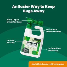 Cedarcide YardSafe cedar and lemongrass formula on label for natural repellent.