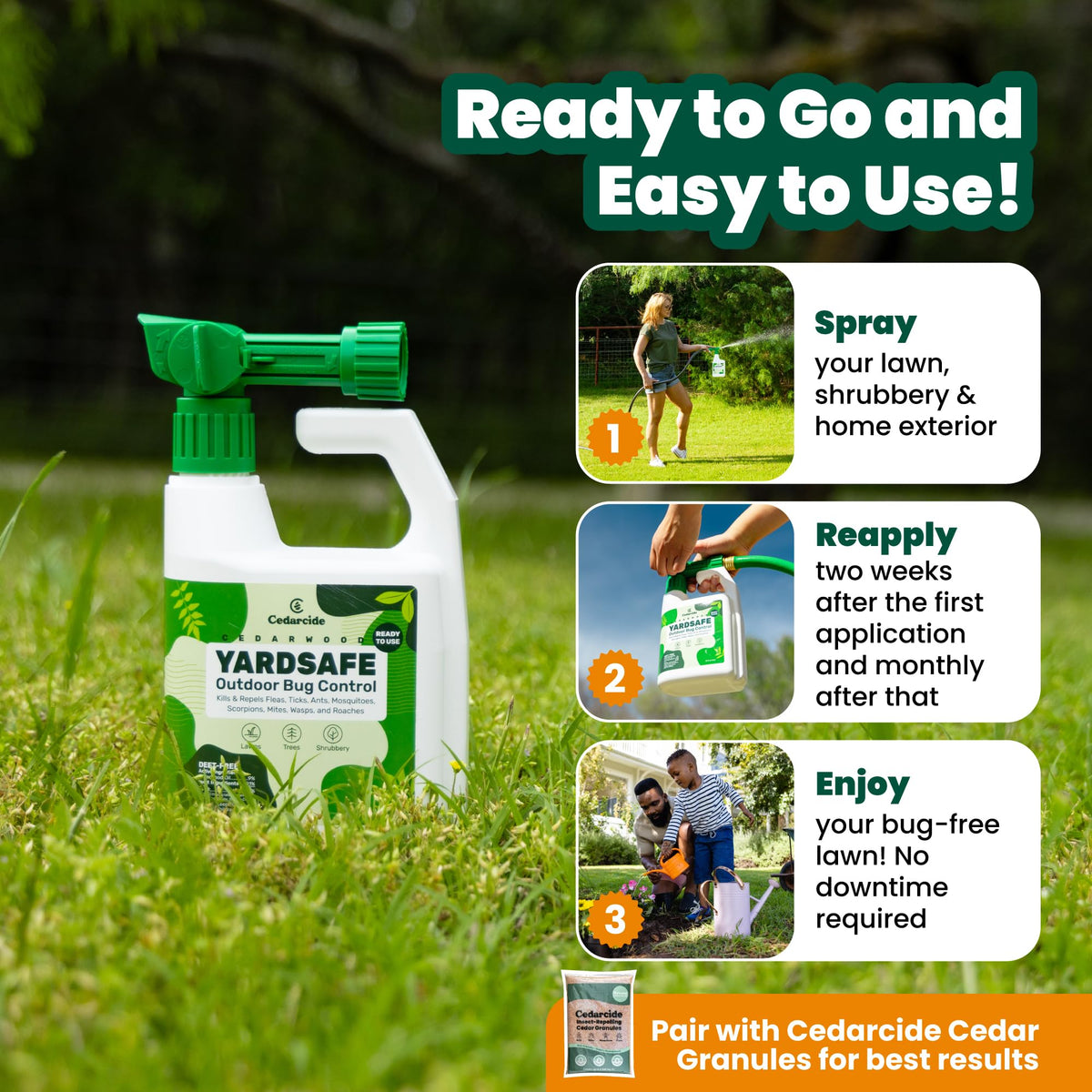 Cedarcide YardSafe covers up to 20,000 sq ft in outdoor space.