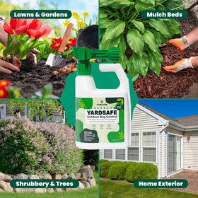 Cedarcide YardSafe used by a family with pets on a safe lawn.