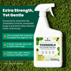 Cedarcide Tickshield lemongrass spray application shows broad pest coverage.