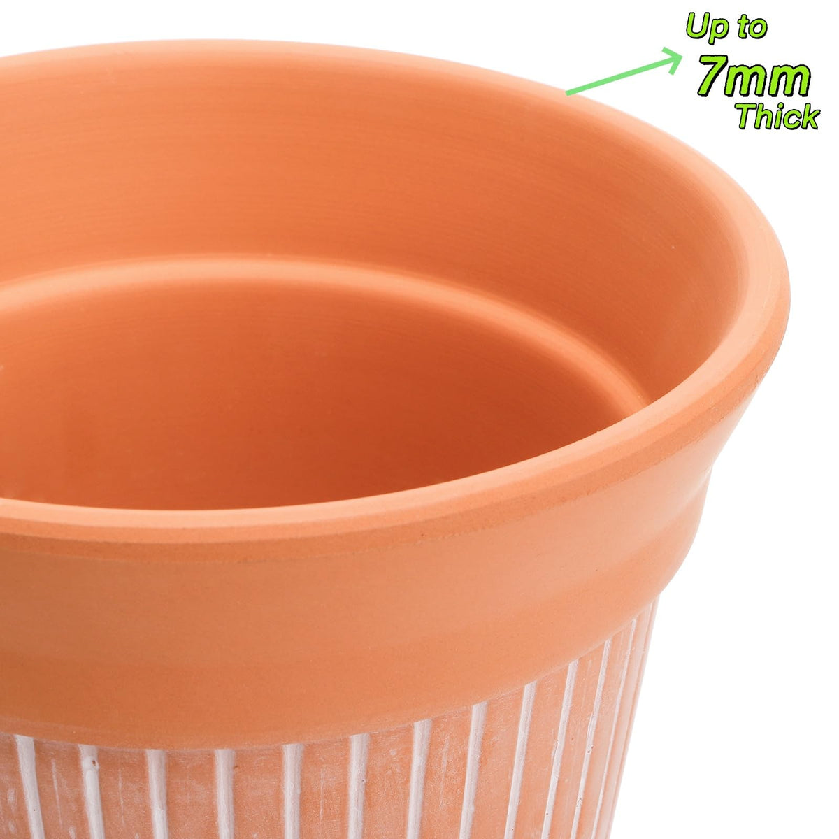 Cedilis terracotta pots with saucers catch excess water and protect surfaces.