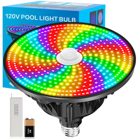 CEDIO LED pool light bulb for outdoor pool installation showing vibrant color options