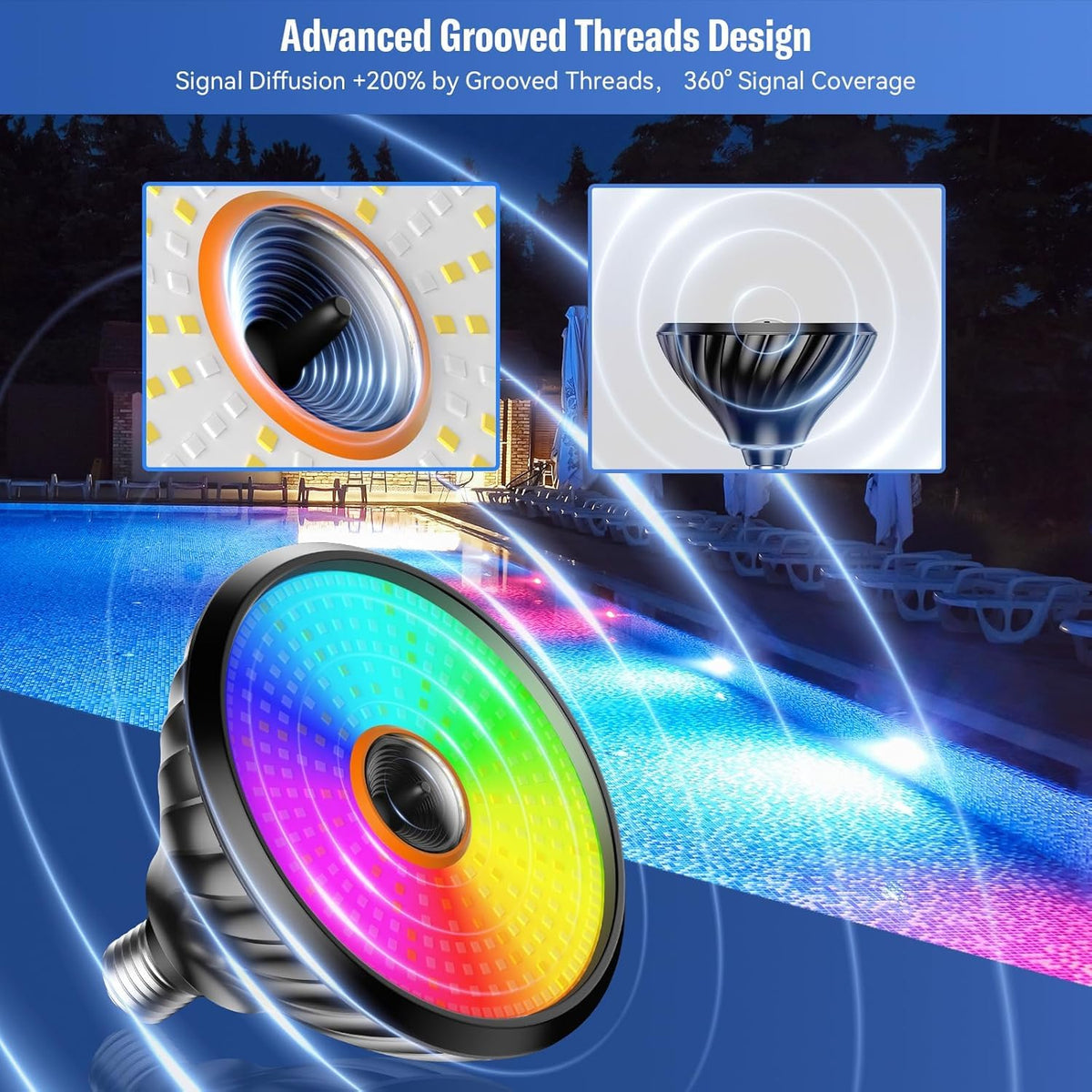 CEDIO LED pool light remote color-changing with upgraded 2026 antenna.