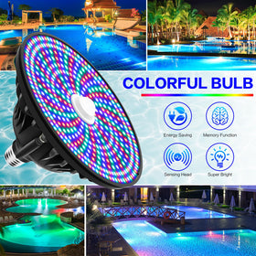 CEDIO RGB pool light showing dynamic colors for mood lighting features.