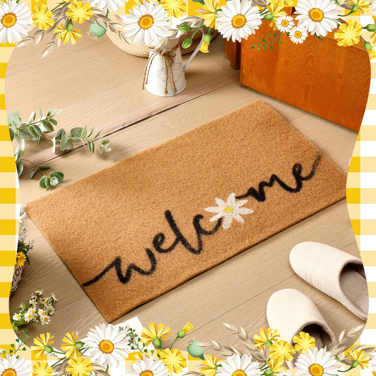 Easy-clean doormat resists dirt and wipes clean after outdoor use.