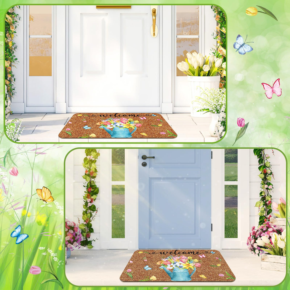 Ceenna floral welcome rug brightens the entry with durable coir