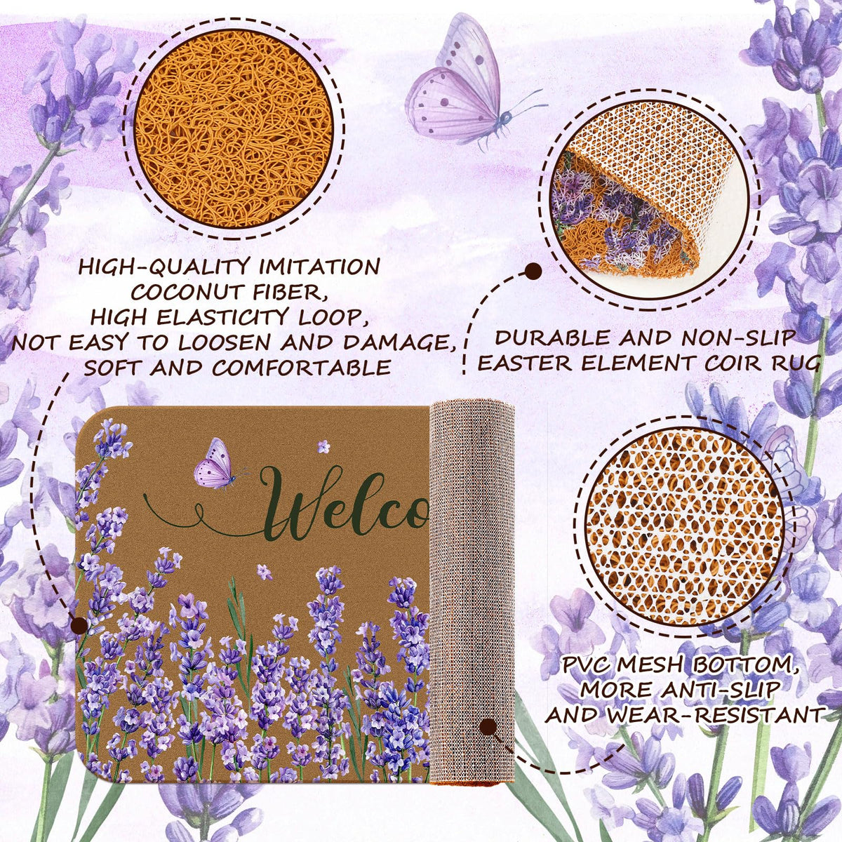 Ceenna spring floral doormat dirt-scrape fibers remove mud