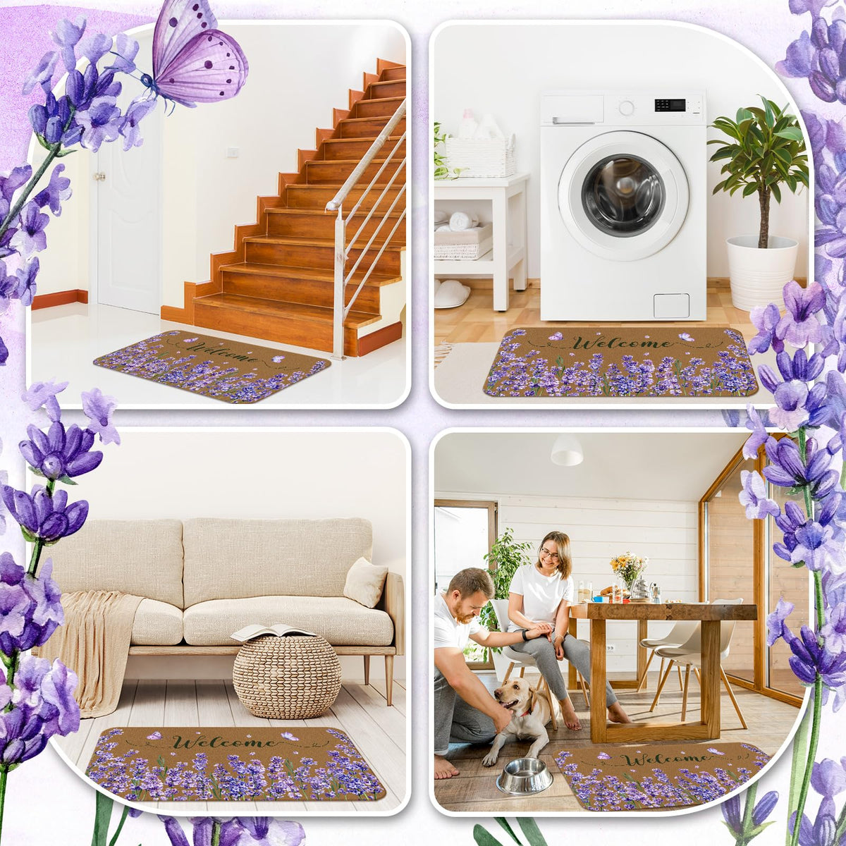 Ceenna spring floral doormat weather-resistant and easy to clean