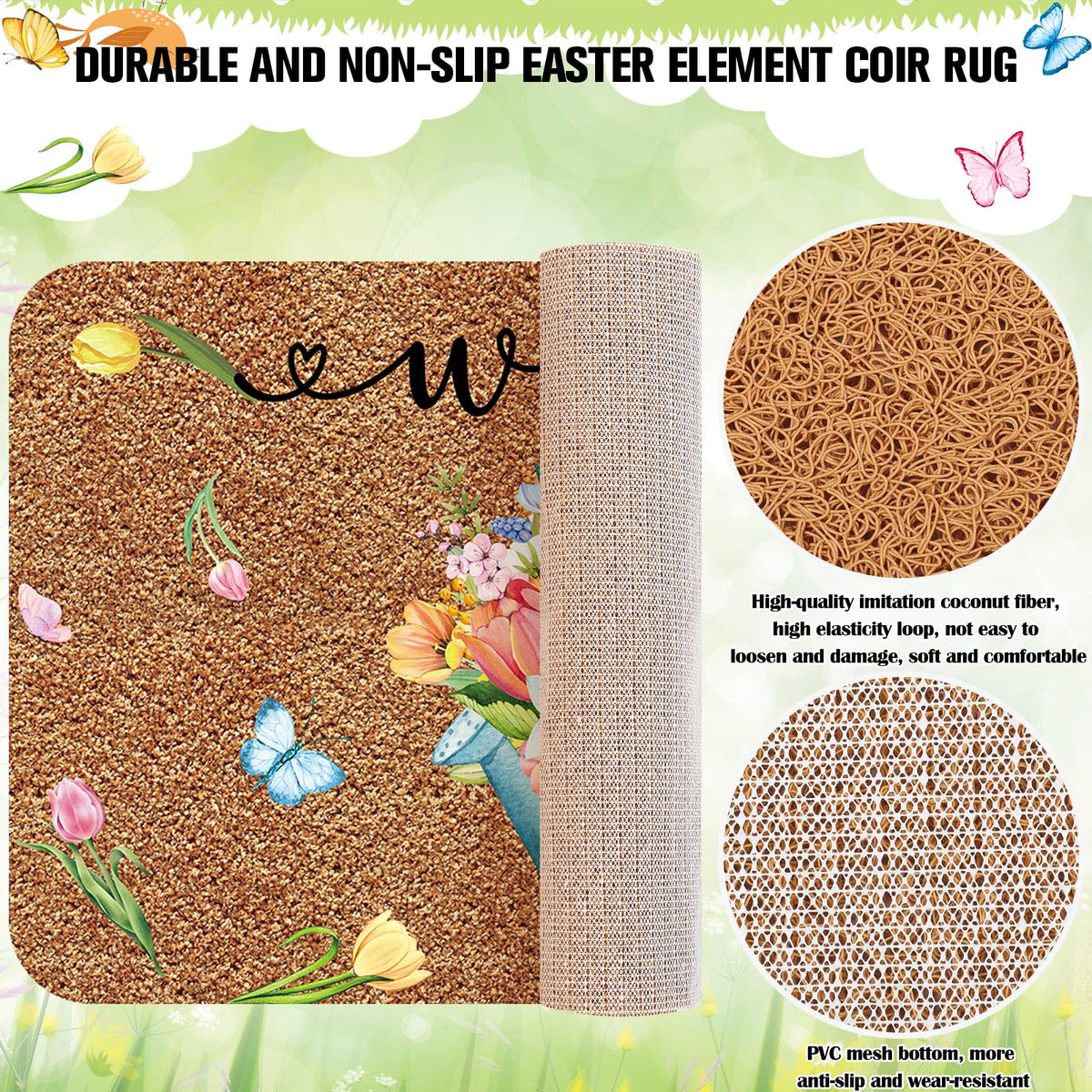 Ceenna spring tulip pattern doormat adds curb appeal while scraping mud from shoes