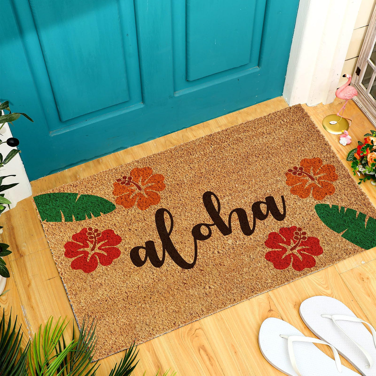 Ceenna welcome mat with palm tree design invites guests while keeping floors clean.
