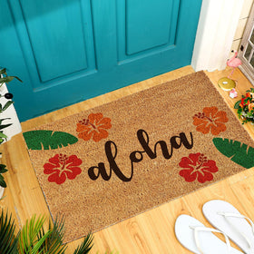Ceenna welcome mat with palm tree design invites guests while keeping floors clean.