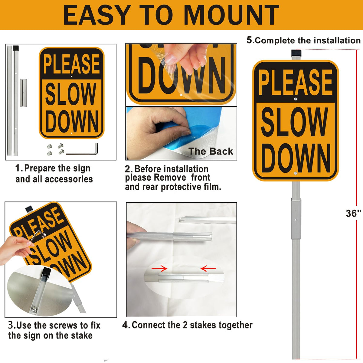 Cefrashi 14x10 inch sign clearly communicates a speed cue for drivers.