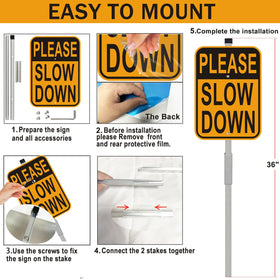 Cefrashi 14x10 inch sign clearly communicates a speed cue for drivers.