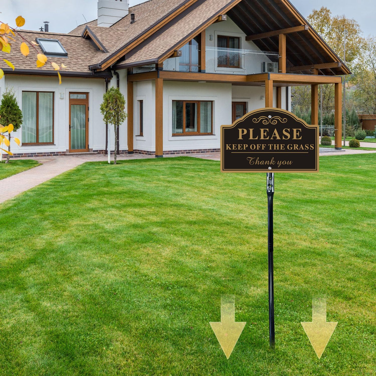 Cefrashi aluminum yard sign in black and gold improves exterior visibility