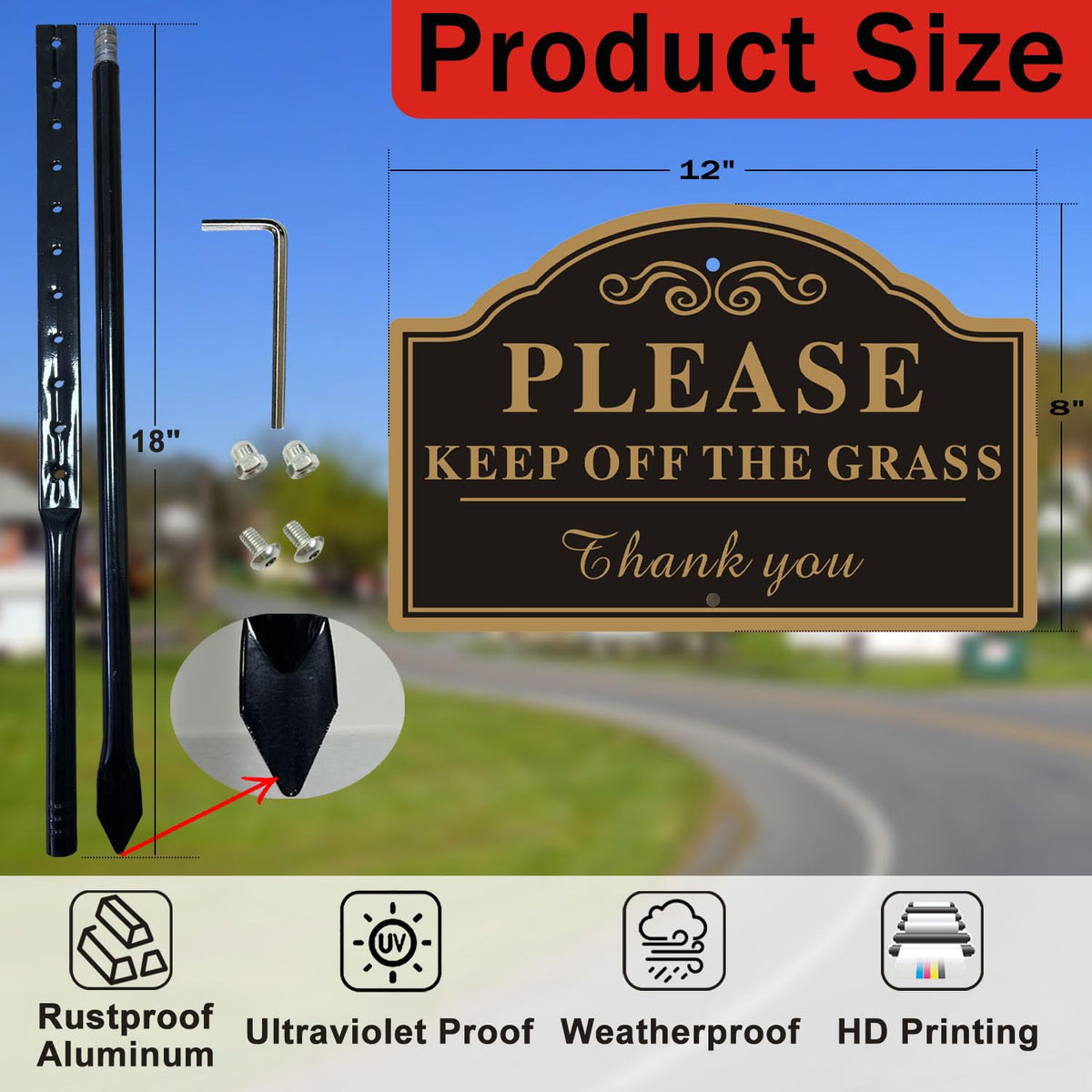 Cefrashi grass protection stake provides sturdy, visible yard boundary support