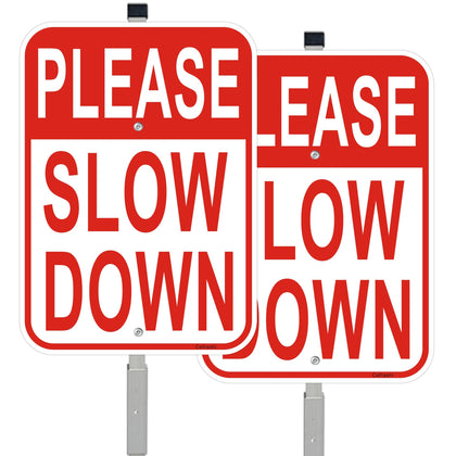 Cefrashi Please Slow Down sign with 36-inch stake enhances yard visibility for safer streets.