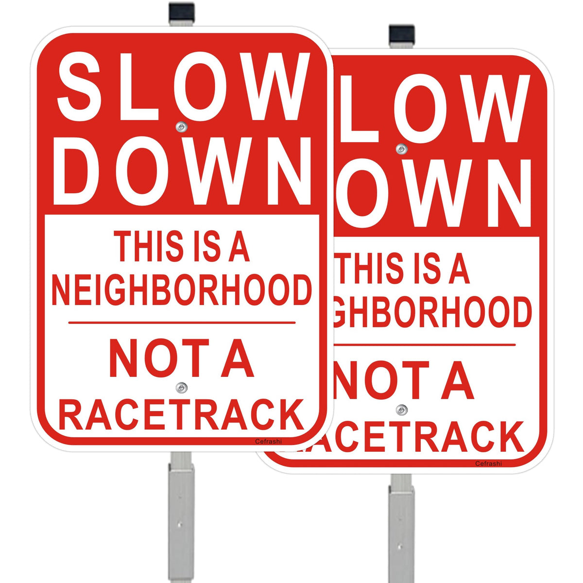 Cefrashi Slow Down sign with 36-inch stake enhances lawn visibility and reminders.
