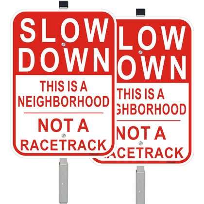 Cefrashi Slow Down sign with 36-inch stake enhances lawn visibility and reminders.