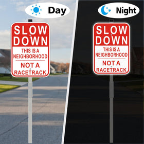 Cefrashi Slow Down sign suited for sidewalks and entrances to homes.