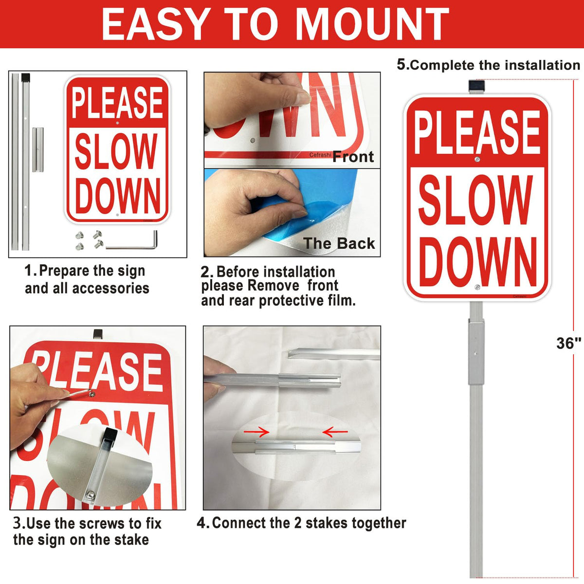 Cefrashi two-sign kit includes screws and wrench for quick, tool-ready installation.