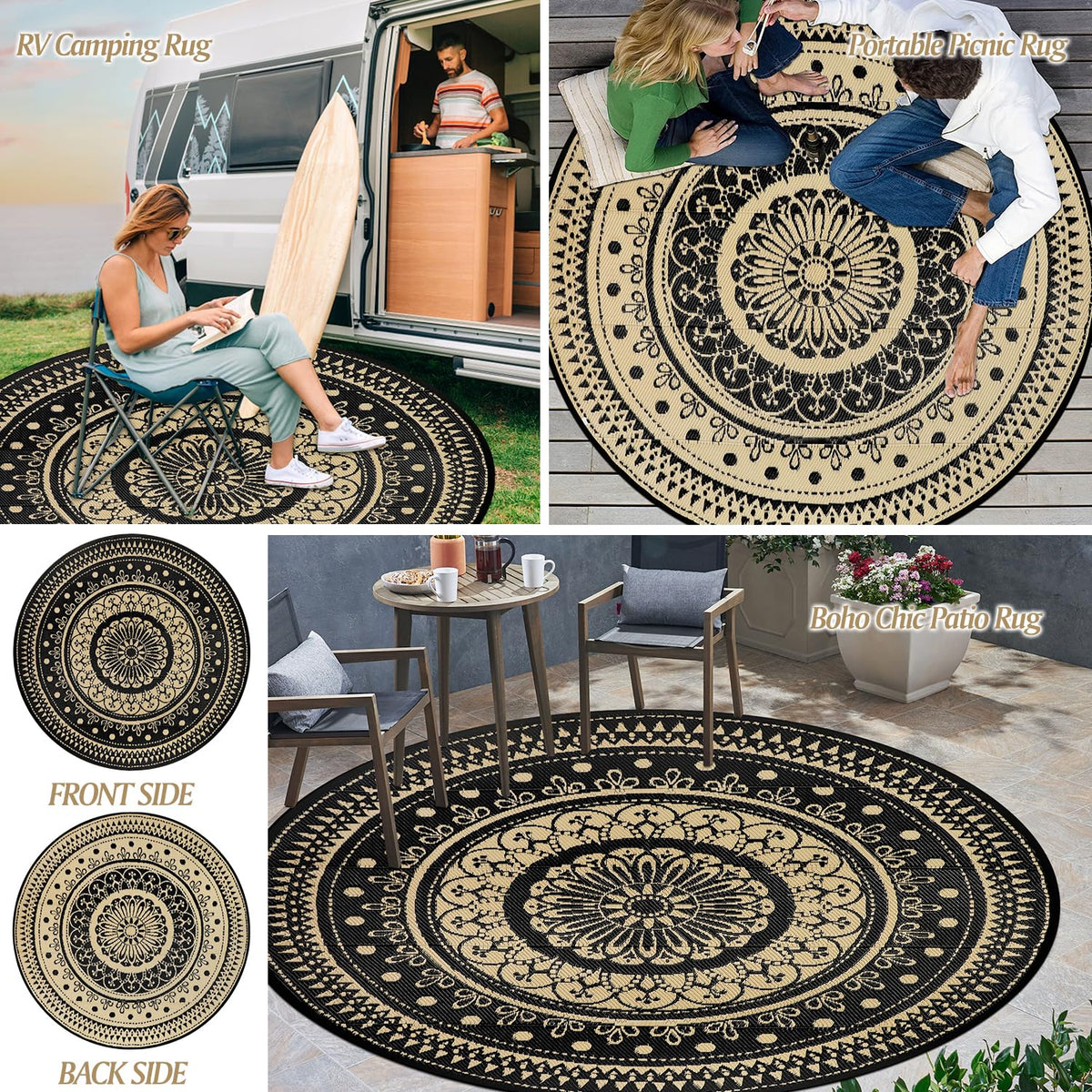 Cekene deck-friendly outdoor rug; perfect for garden, beach, or patio decor
