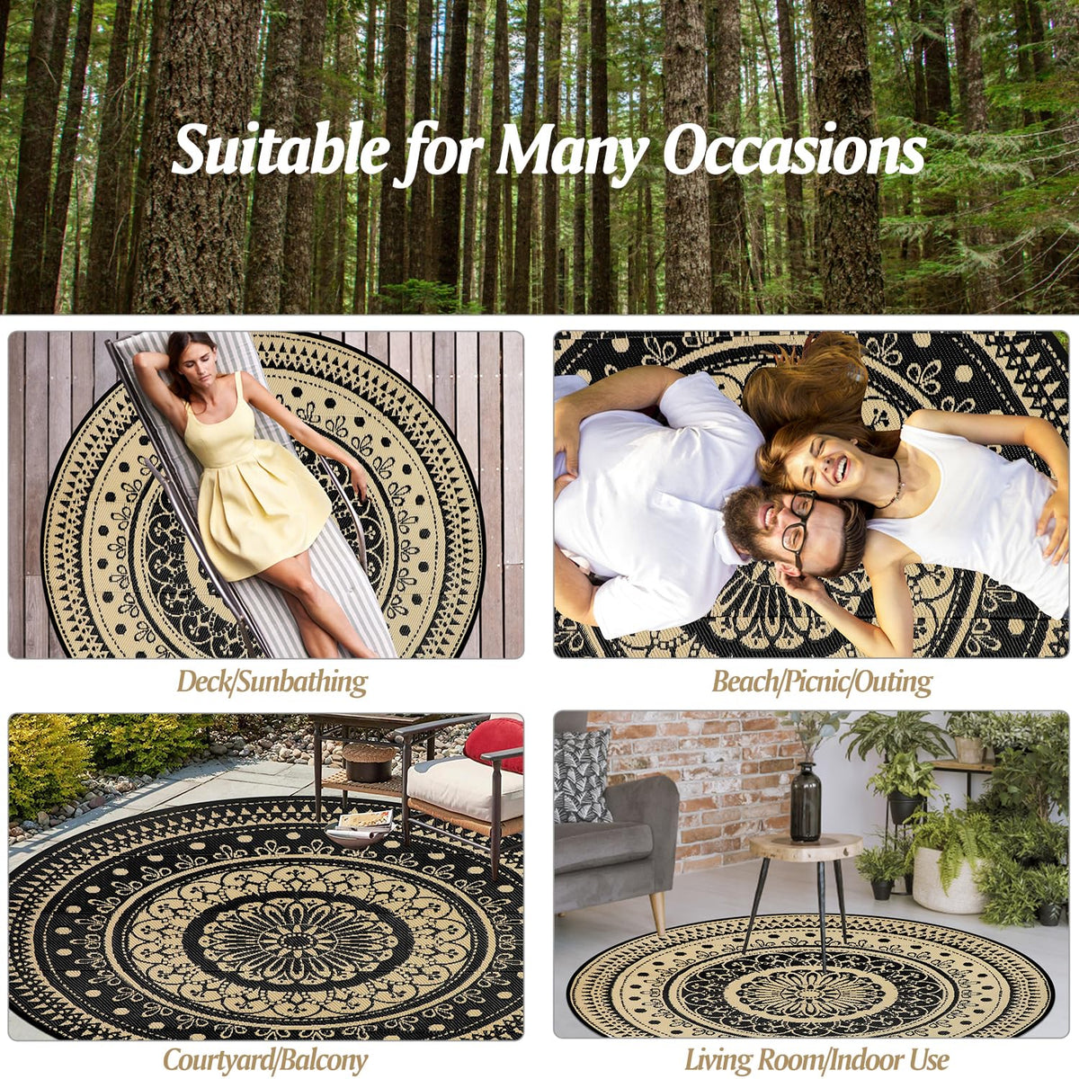 Cekene foldable rug; compact storage for on-the-go use