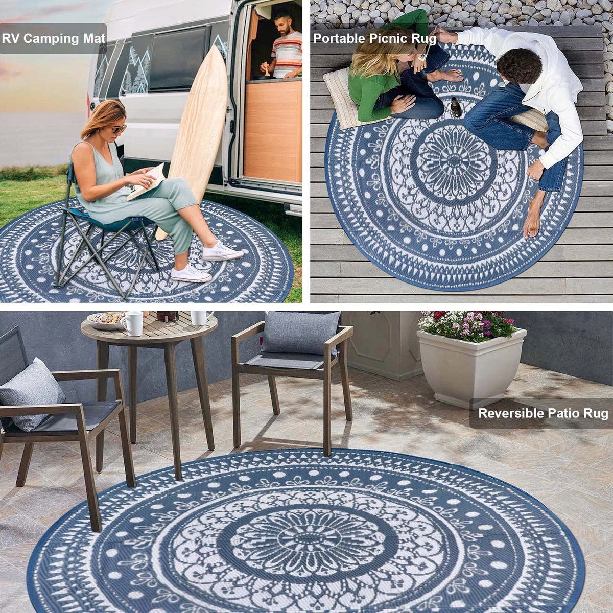 Cekene easy-clean outdoor rug, wipe and go.