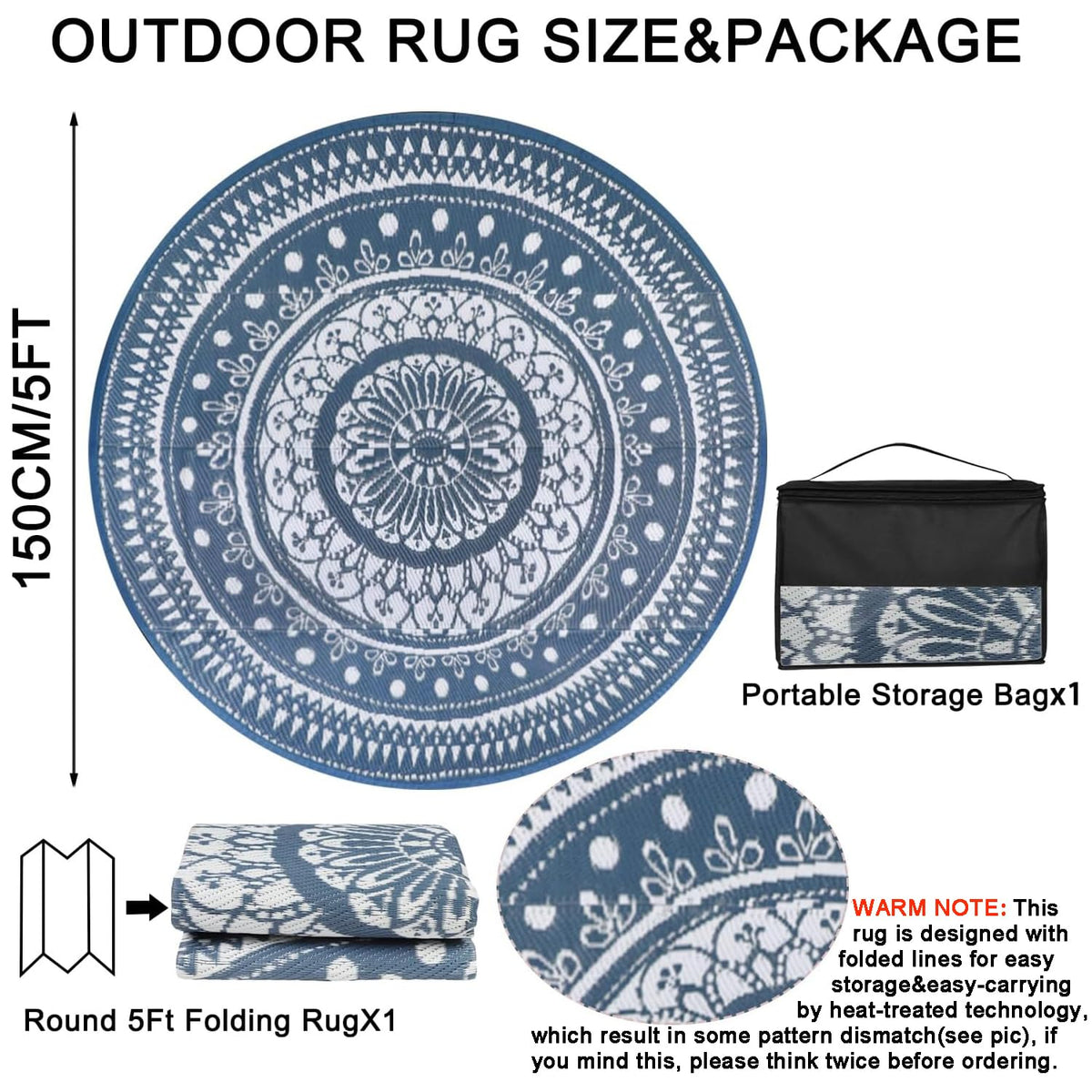 Cekene reversible rug laid on deck for two distinct looks.