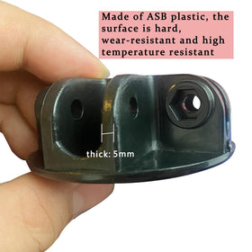 Celeyearnirs black canopy bracket blends with tents while providing solid support.