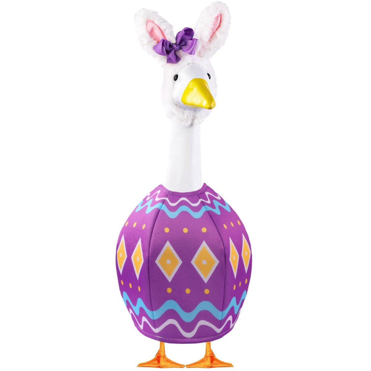 Celltestria Easter Goose Outfit with egg design enhances porch decor and Easter charm.