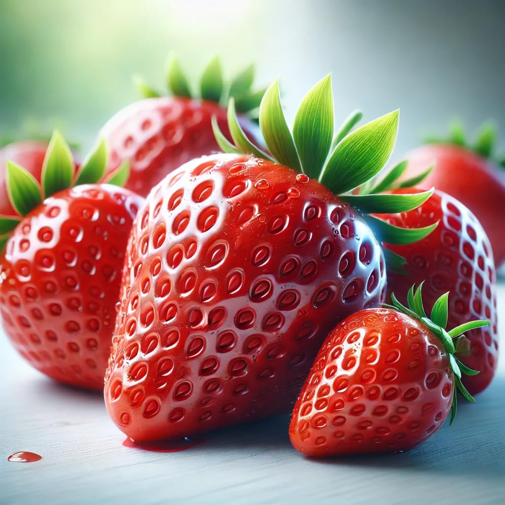 Close-up of CEMEHA SEEDS Giant Strawberry Fresca seeds showing uniform size