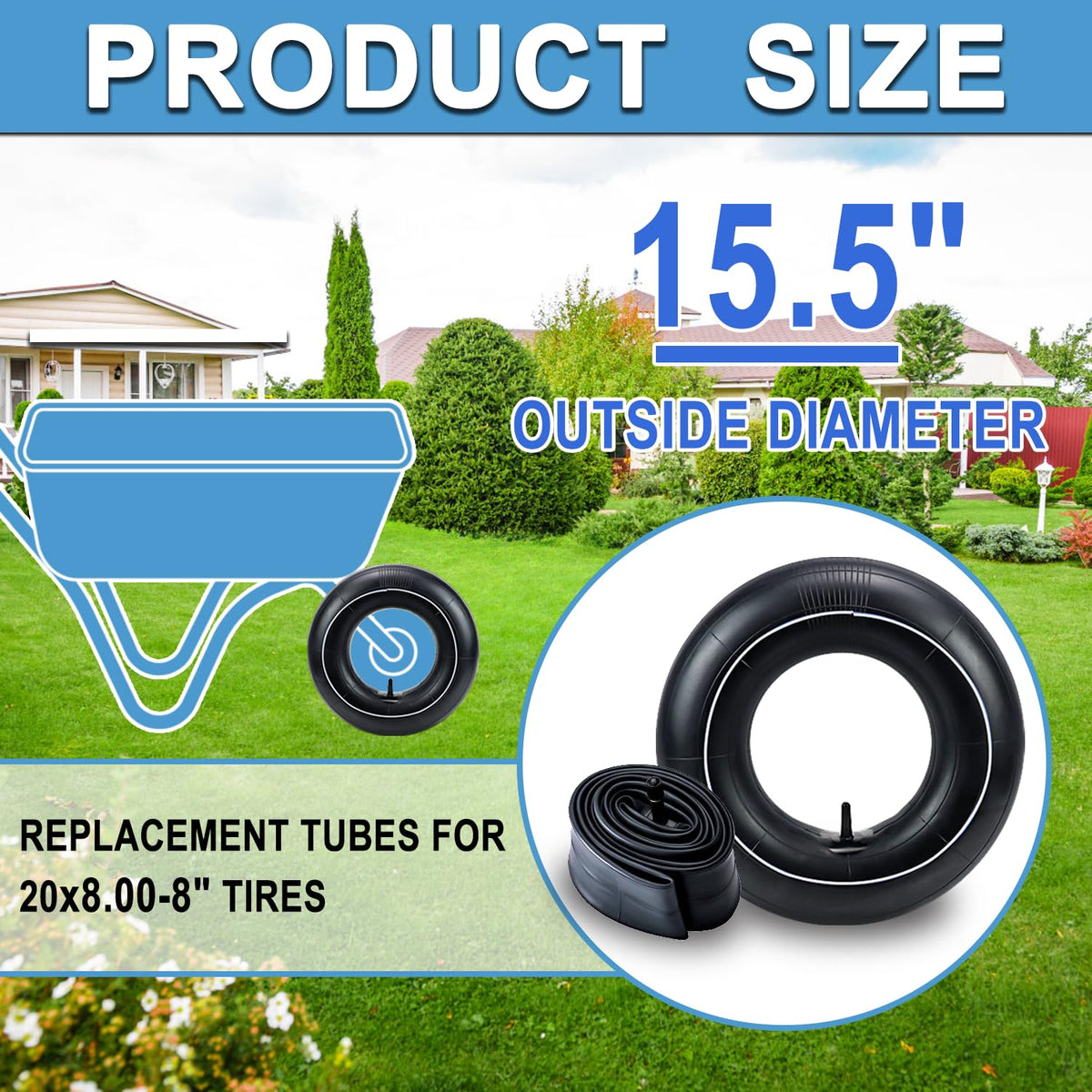 Cenipar 20x10-8 inner tube package ideal for mowers and tractors.