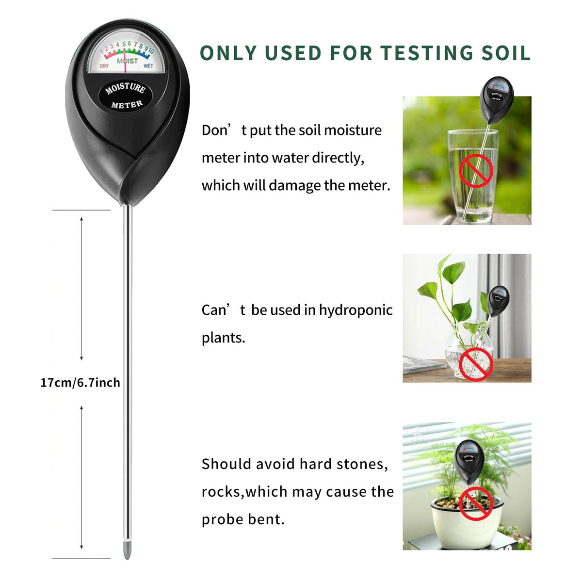 Censinda garden and lawn moisture sensor for beds and turf
