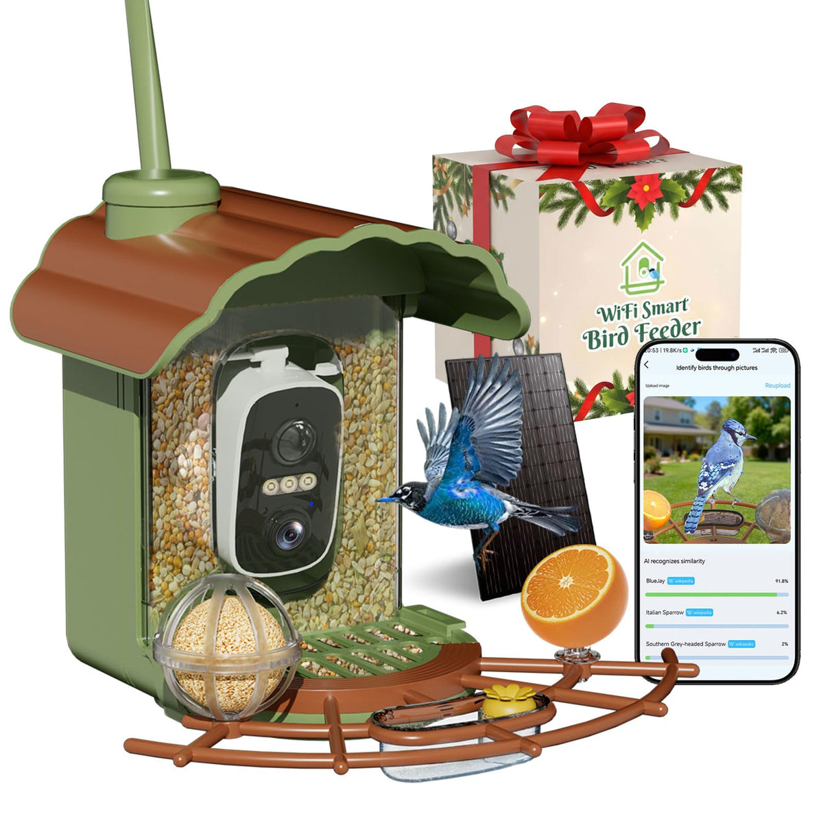 Centvicam smart bird feeder camera 2K video for detailed daytime birdwatching