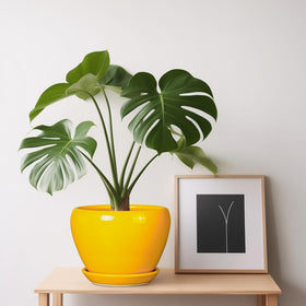 Ceramicfor close-up shows glossy yellow glaze for modern decor
