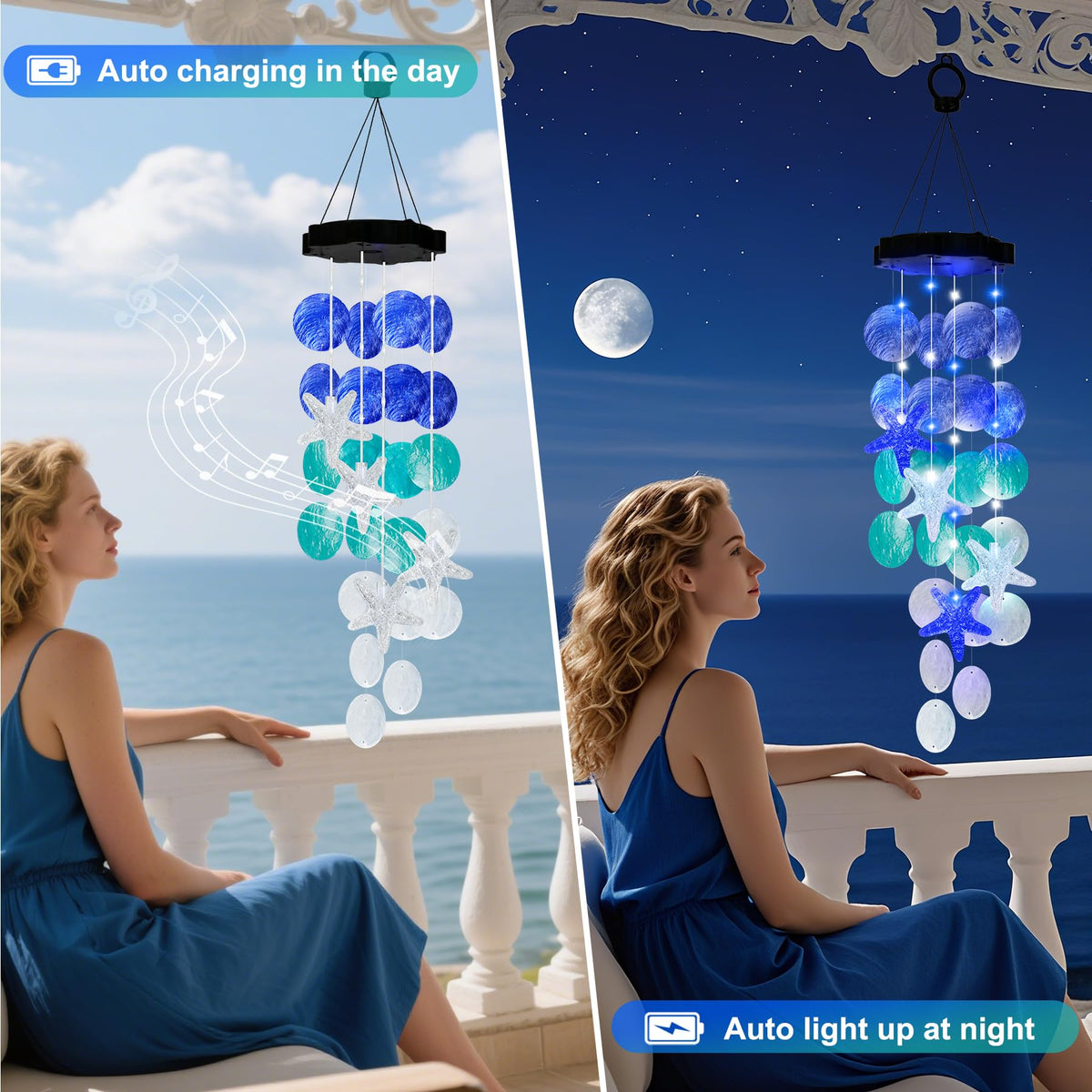 Cerflyer capiz shell wind chime features soft tones by the yard for a calming atmosphere