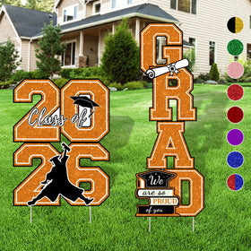 CESOF 2026 Grad yard sign set with orange glitter for outdoor celebration