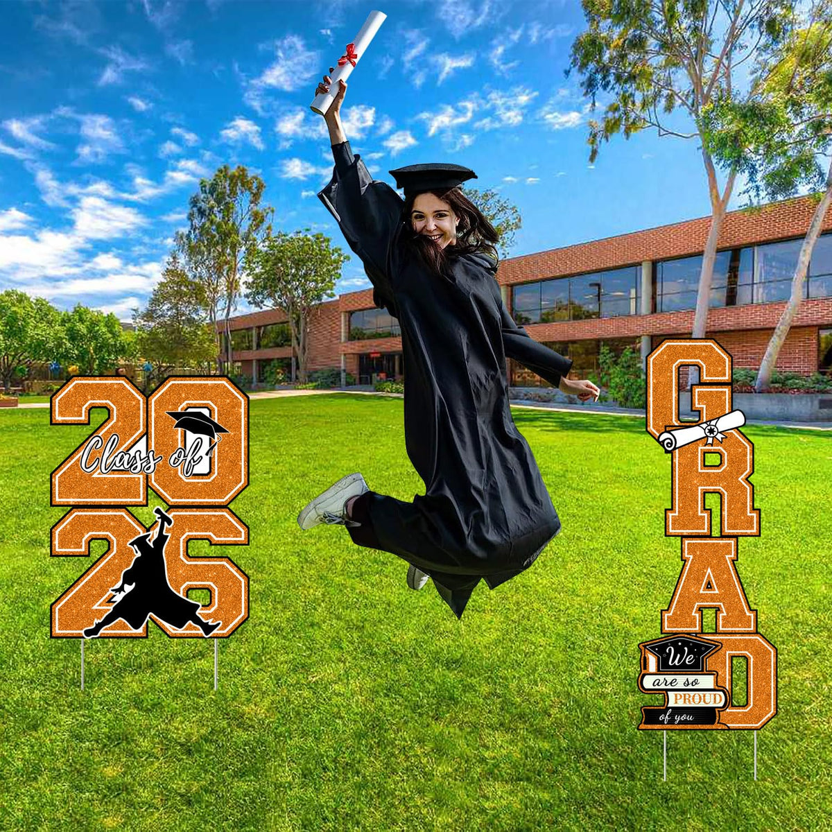 CESOF graduation sign stakes securing lawn decor