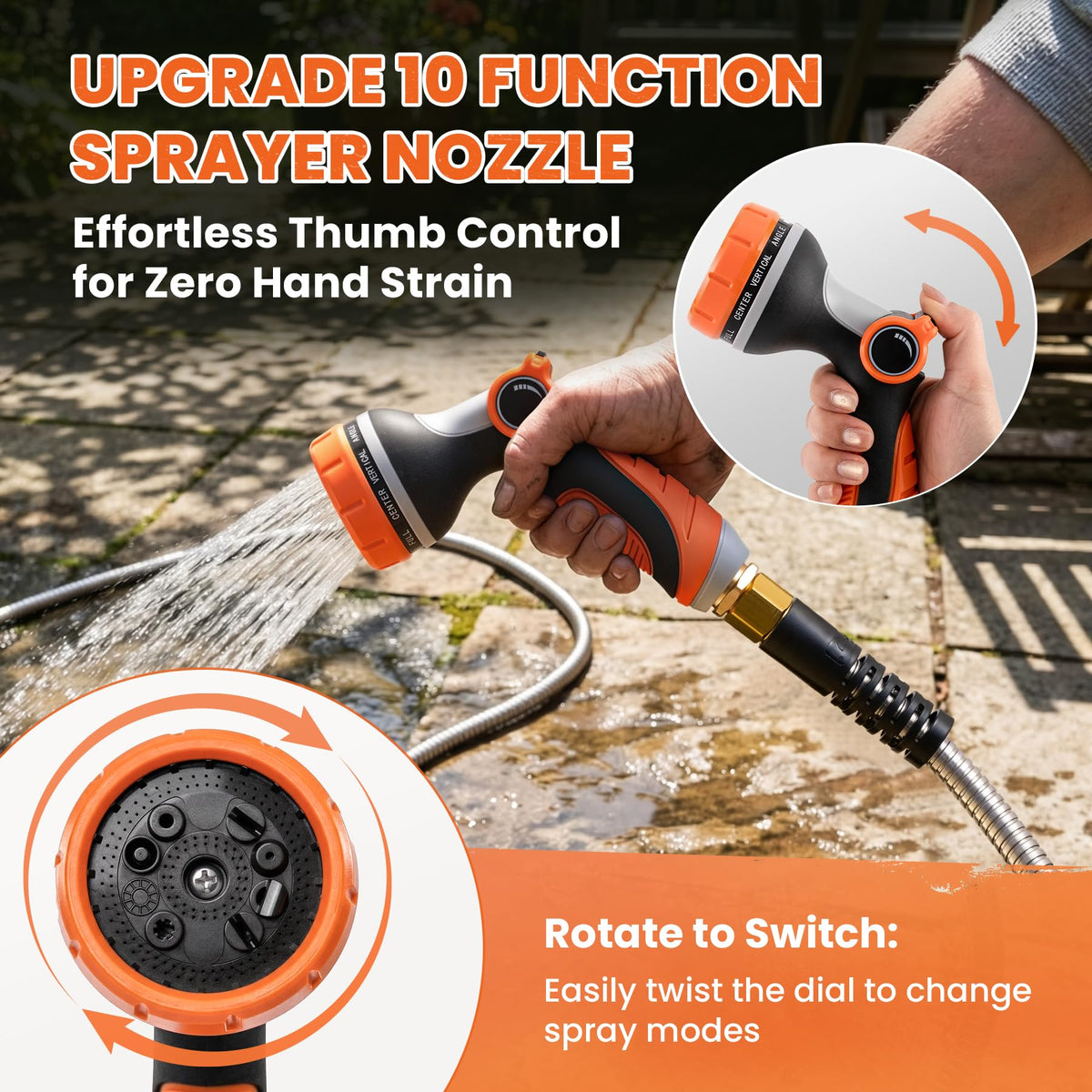 Cesun 10-pattern nozzle offers versatile watering options with thumb control