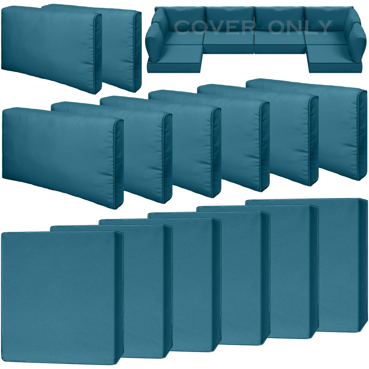 Cethytirko 14-piece outdoor cushion covers for a 6-seat sectional protect cushions from rain.