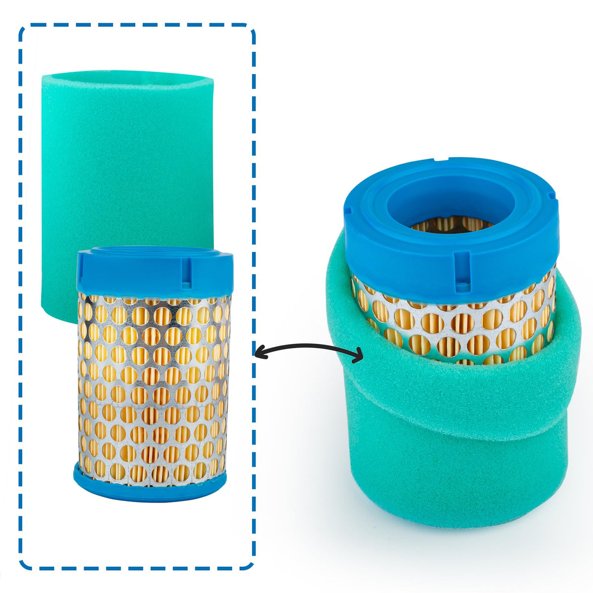 Ceukius Kohler CH395 compatibility air filter for 14 HP engines.