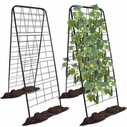 CFKEMZY adjustable A-frame trellis showing 17–50 inch height range for climbing plants.
