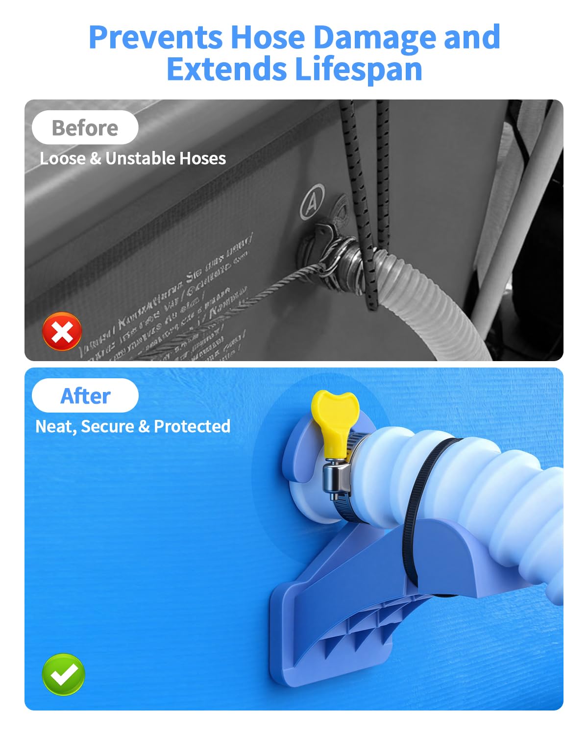 Cfyosnk pool hose holder protects hoses from bending and wear.