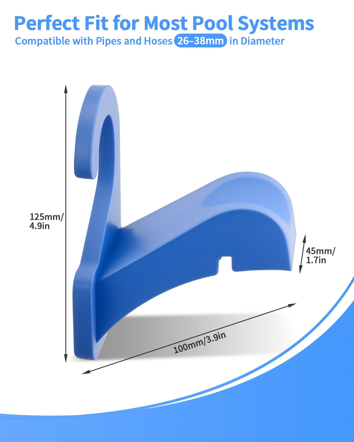 Cfyosnk pool hose holder shows universal fit for multiple brands and hose sizes.