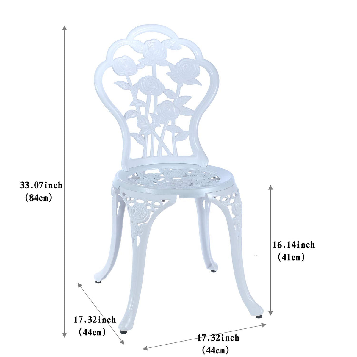 C/G anti-rust cast aluminum bistro set for durable outdoor use.