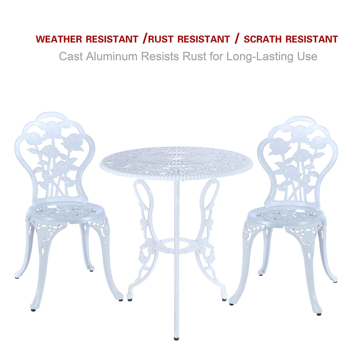 C/G cast aluminum bistro assembly is quick and easy.