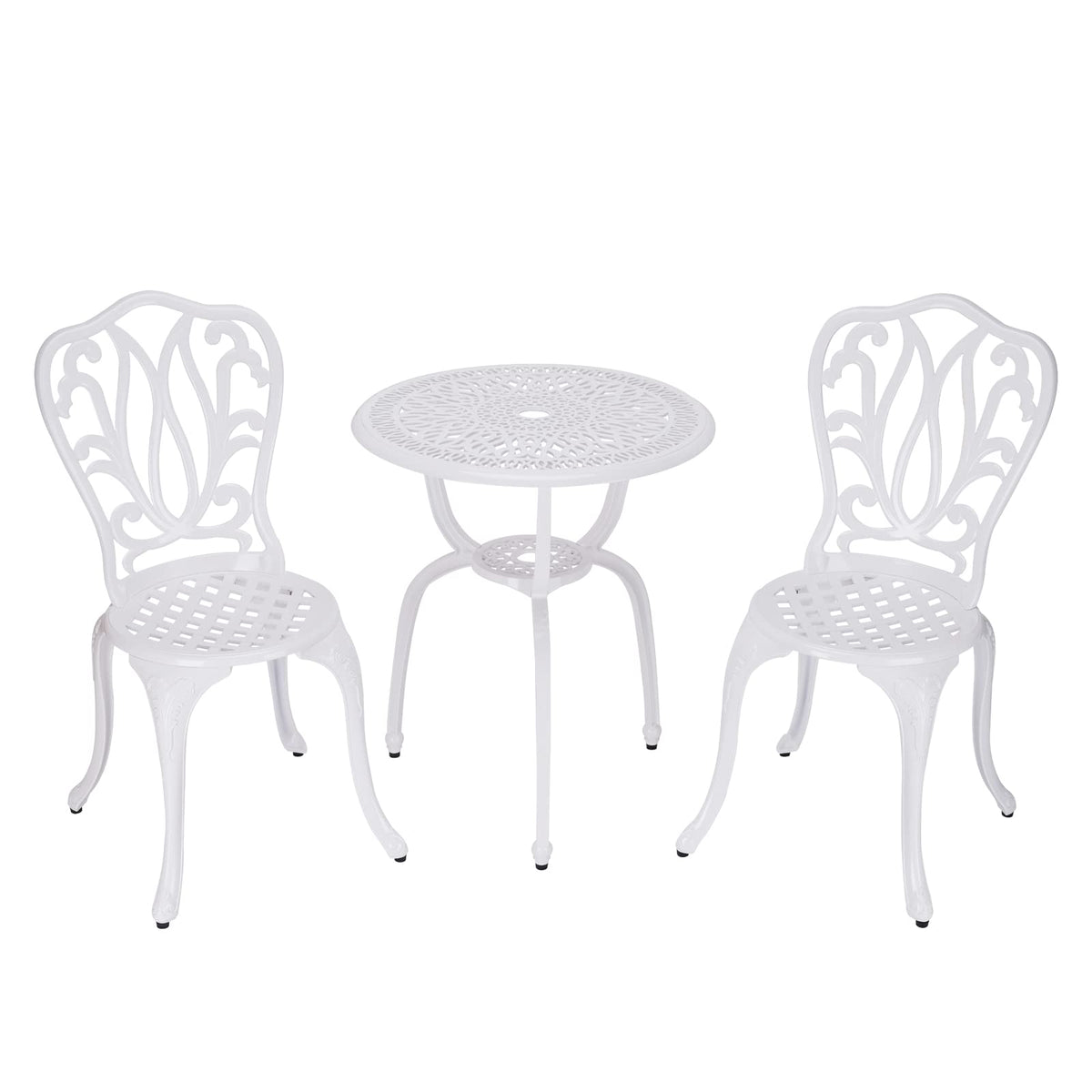 C/G patio casa bistro chairs pair with stable, rust-resistant design.